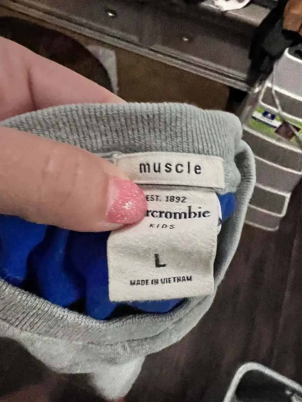 Abercrombie Kids Muscle T-Shirt Size L Gray Blue Logo